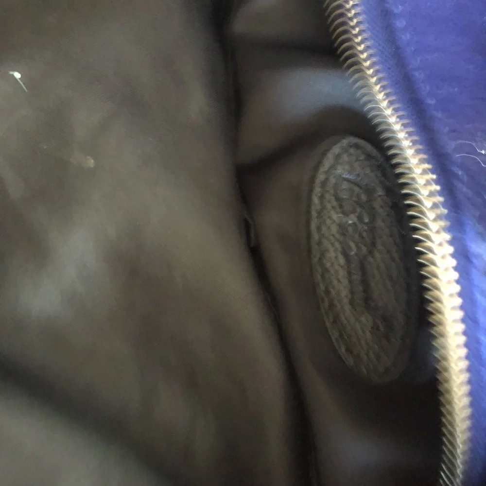 Deep Blue Textured Tote Bag with Front Zip Pocket